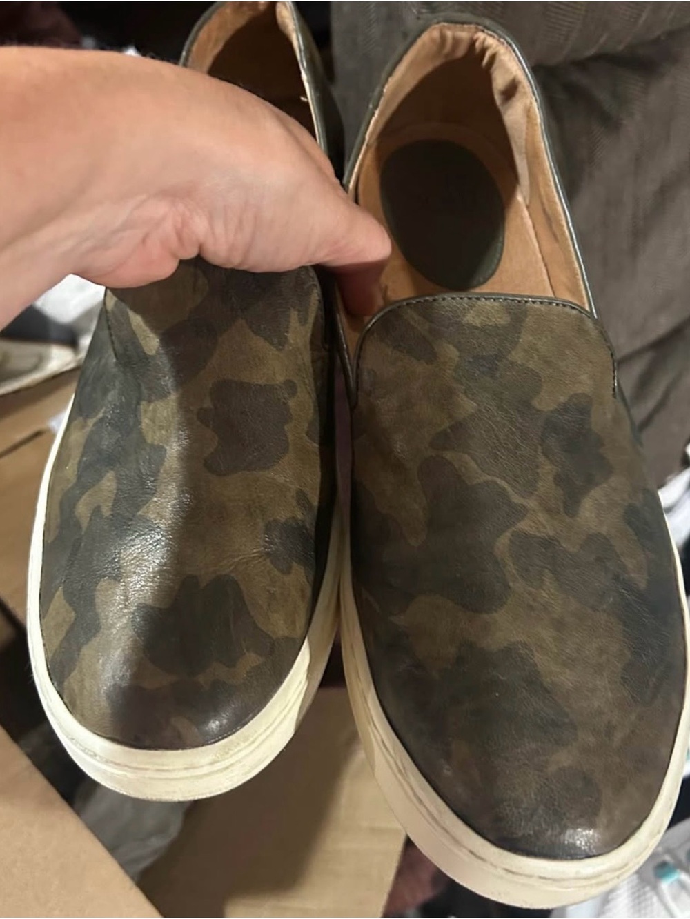Women's Sofft Camo Slip-On Sneakers - Olive Green Size 11